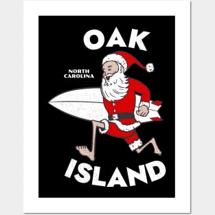 Oak Island, NC Christmas Vacationing Skiing Santa Posters and Art